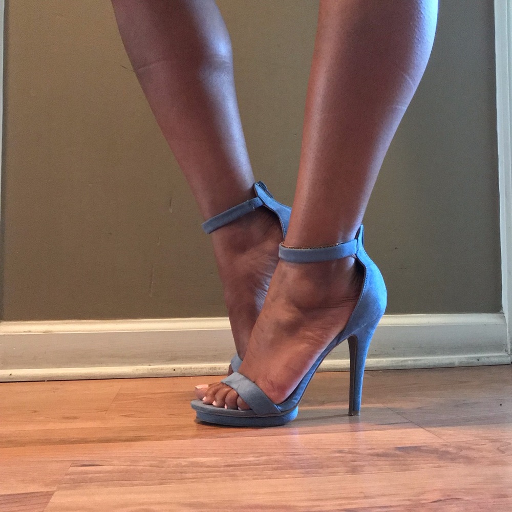 Blue, platform heels!